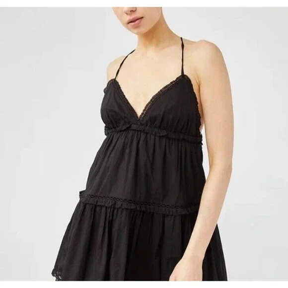 Aritzia Sunday Best Angela Dress Black Mini Strappy Sz L - Picture 7 of 15